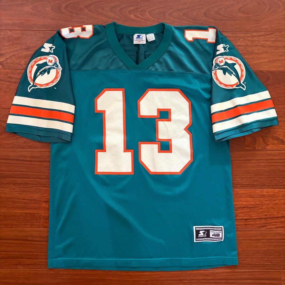 Starter Mens Miami Dolphins Dan Marino 13 Jersey Size 48 L Aqua Vintage USA NFL